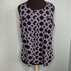 Fifty Street Blue White Sleeveless Blouse